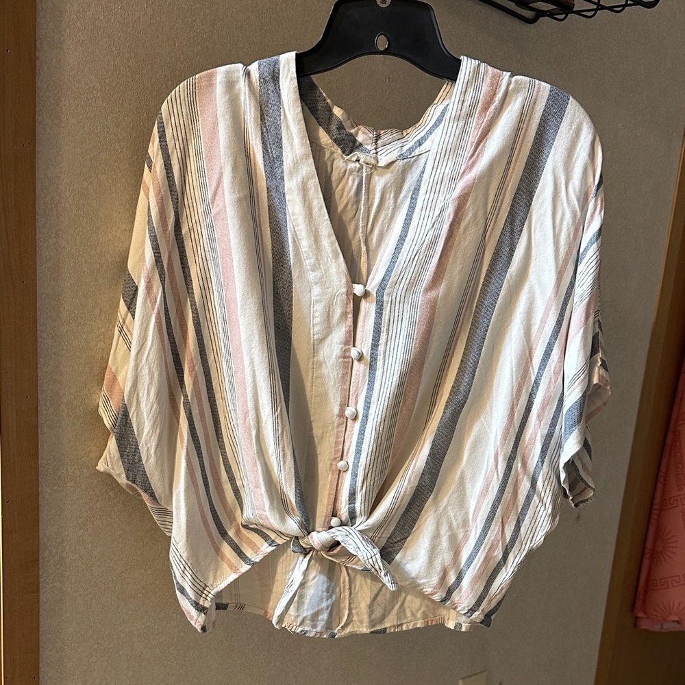 Sim & Sam Striped Button-Down Blouse